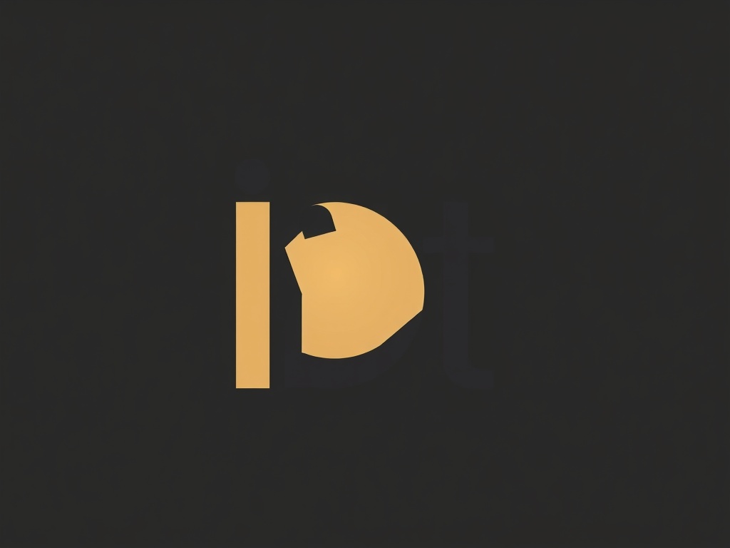 Minimalist monogram of 'IDT' in sans-serif, negative space incorporating a tiny desk lamp silhouette, dark charcoal and warm beige, scalable vector style